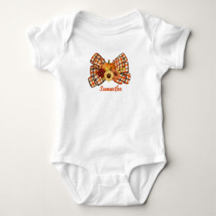 Cute Fun Autumn Bow,Pumpkins & Flowers,Watercolor Baby Bodysuit