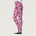 Cute Fun Black on Pink Paw Prints Leggings<br><div class="desc">These fun leggings are perfect for dog and cat lovers. They feature a cute pattern with black paw prints scattered over a pink coloured background. Fun whimsical design is perfect for pet parents and animal lovers.</div>