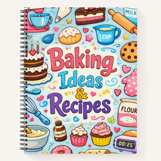 Cute & Fun Blank Recipe Notebook to Write In (Front)
