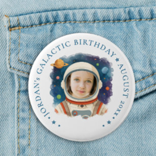 Cute Fun Blue Astronaut Outer Space Galaxy Photo 6 Cm Round Badge