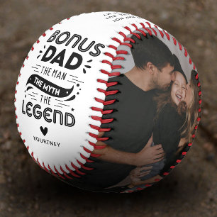 Cute Fun Bonus Dad Quote & 2x Photo  Baseball