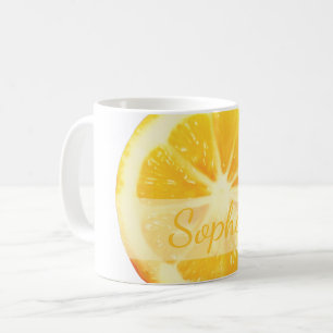 CUTE FUN BRIGHT YELLOW LEMON FRUIT SLICE CUSTOM COFFEE MUG