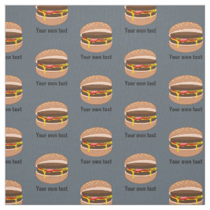 Cute Fun Burgers Pattern, own text and colour Fabric