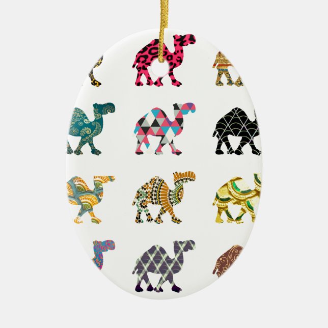 Cute fun camels ceramic ornament (Front)