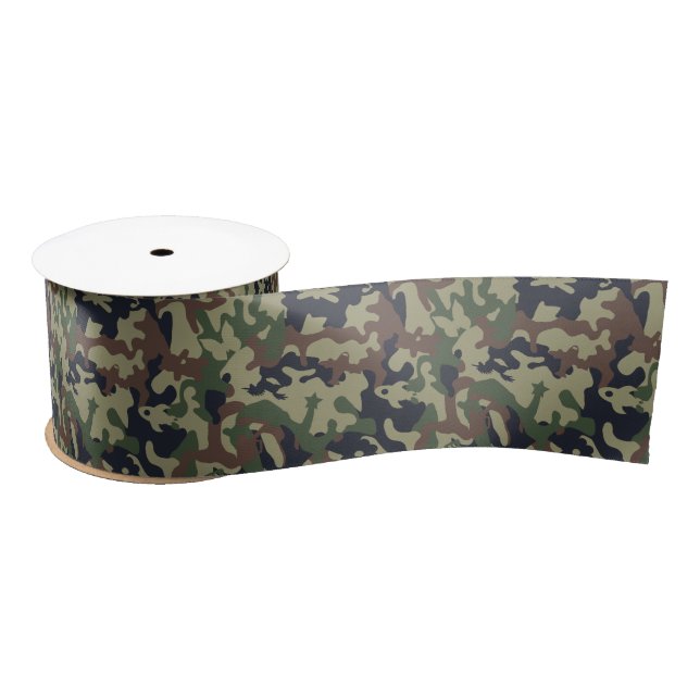 Cute Fun Camo – Woodland Green Satin Ribbon (Spool)