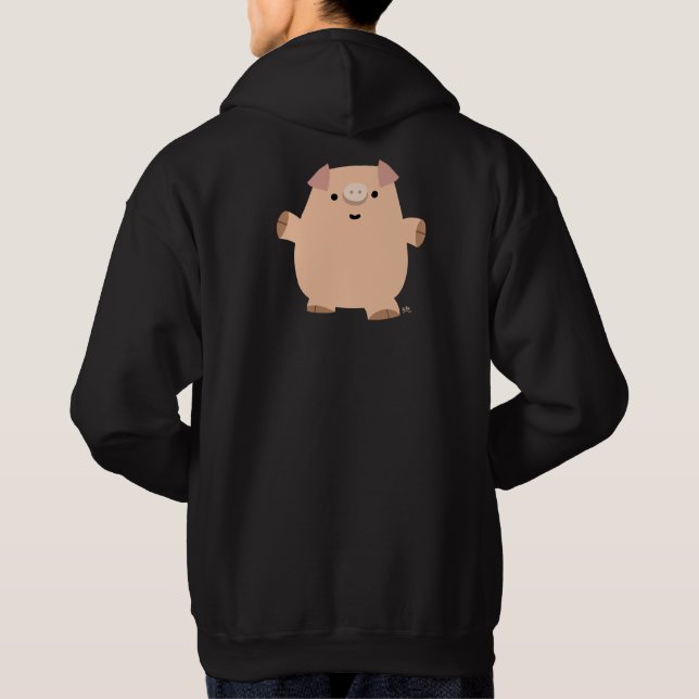 Cute Fun Cartoon Pig Hooded Sweatshirt (Back)