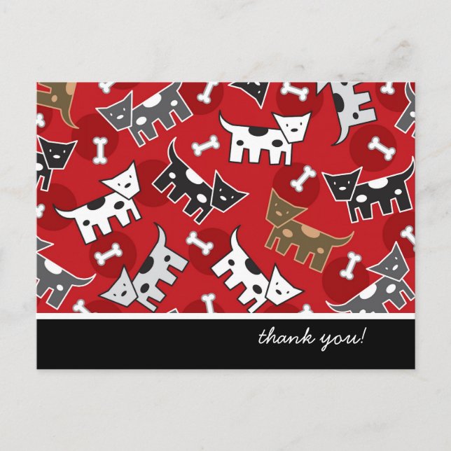 Cute Fun Cartoon Spotted Dogs Doggies Puppy Bones Postcard (Front)