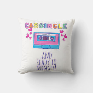 Cute Fun Cassette Flirt Fun Music Slogan Cushion