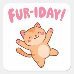 Cute Fun Cat Fur-iday Square Sticker