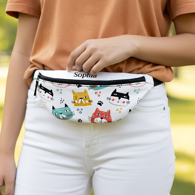 Cute fun cats pattern kids bum bags (fanny pack with cat pattern)