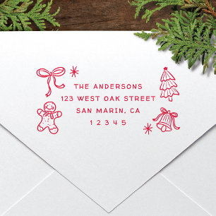 Cute Fun Christmas Doodles Holiday Return Address  Self-inking Stamp
