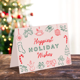 Cute Fun Christmas Doodles Non-Photo Holiday Card