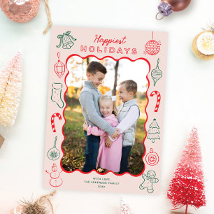 Cute Fun Christmas Doodles Photo Holiday Card