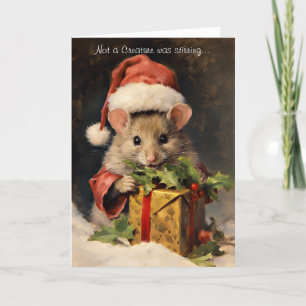 Cute Fun Christmas Mouse with Script Holiday Card