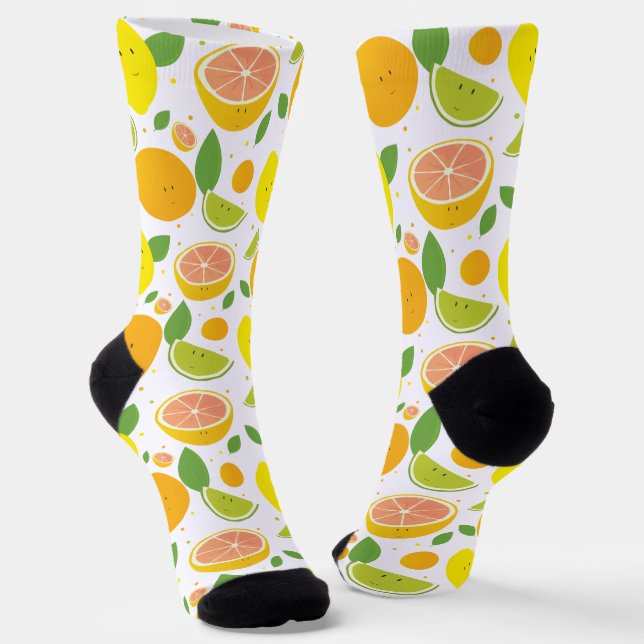 Cute Fun Citrus Fruit Food Socks (Angled)