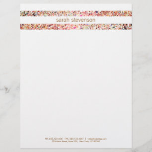 Cute Fun  Colourful Confetti Stripes Personalised Letterhead