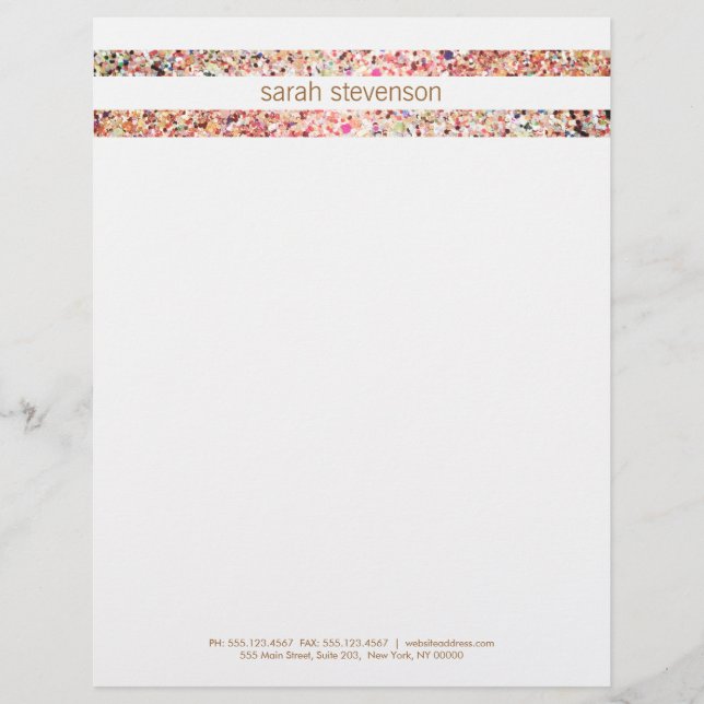 Cute Fun  Colourful Confetti Stripes Personalised Letterhead (Front)