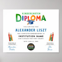 Cute Fun Colourful Kids Graduation Diploma Logo