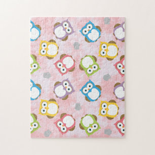 Cute Fun Colourful Pastel Owls Jigsaw Puzzle