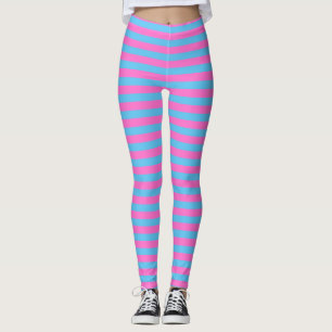 Cute Fun Colourful Pink and Blue Striped Leggings