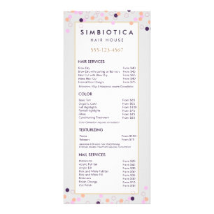 Cute Fun Confetti Salon Price List Service Menu