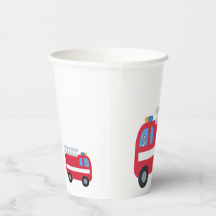 Cute fun Dino drive Fire engine Back To School Paper Cups