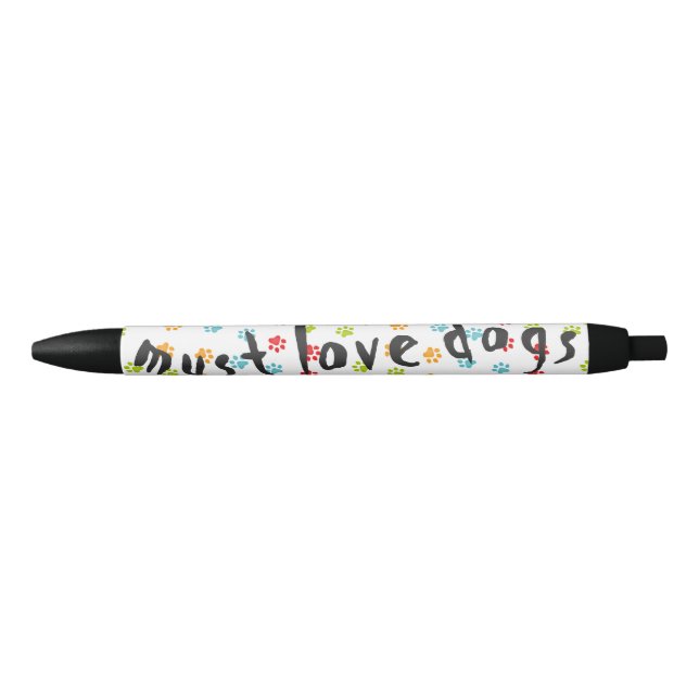 Cute Fun Dog Paw Prints Pattern Black Ink Pen (Front)