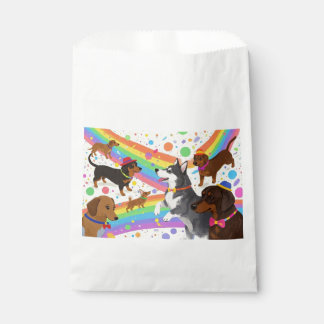 Cute fun dogs with rainbow favour bag