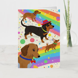 Cute fun dogs with rainbow  foil greeting card