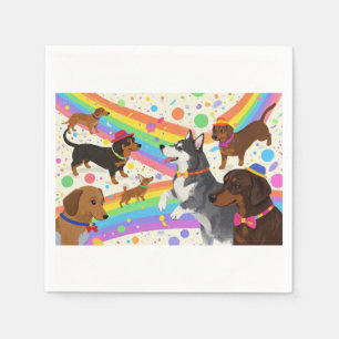 Cute fun dogs with rainbow napkin