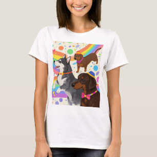 Cute fun dogs with rainbow  T-Shirt