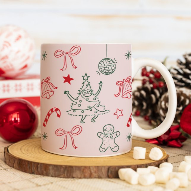 Cute Fun Doodles Christmas Holiday Coffee Mug (Creator Uploaded)