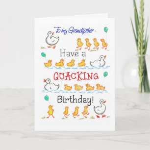 Cute Fun Ducklings Quacking Birthday, Grandfather Card