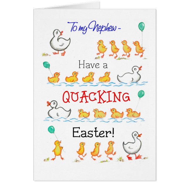 Cute Fun Ducklings Quacking Easter, for Nephew (Front)