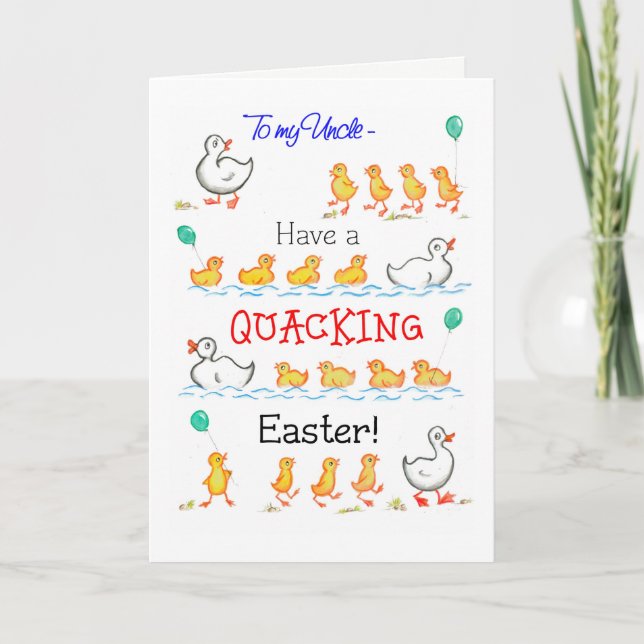 Cute Fun Ducklings Quacking Easter, for Uncle Holiday Card (Front)