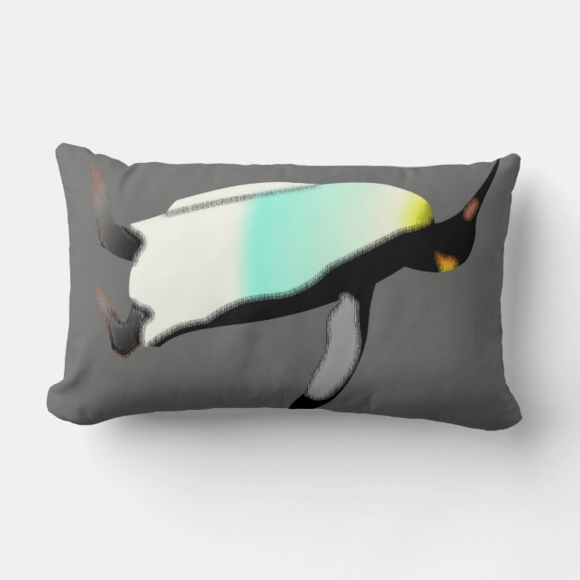 Cute Fun Emperor Penguin Boy's Room Lumbar Cushion (Front)