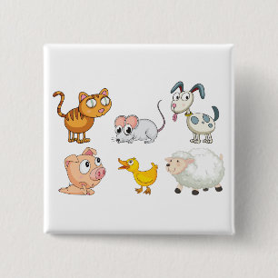 Cute Fun Farm Animals 15 Cm Square Badge