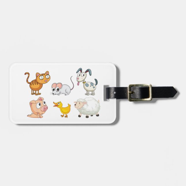 Cute Fun Farm Animals Luggage Tag (Front Horizontal)