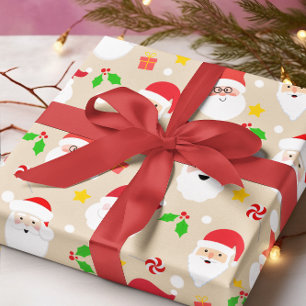 Cute Fun Festive Santa Claus Christmas Wrapping Paper