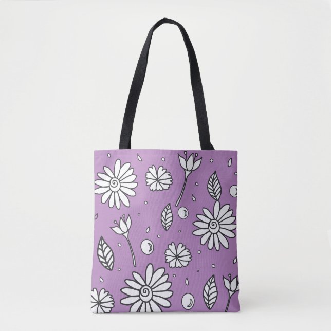  Cute Fun Flower Summer Tote In Lavendar Bag (Front)