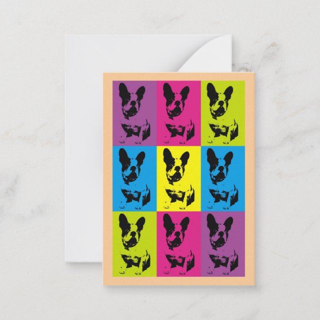 Cute Fun French Bulldog Frenchie Pop Art Card (Front)