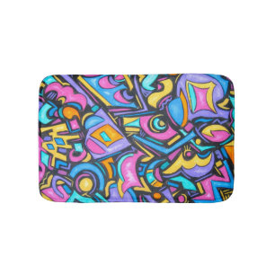 Cute Fun Funky Colourful Bold Whimsical Shapes Bath Mat