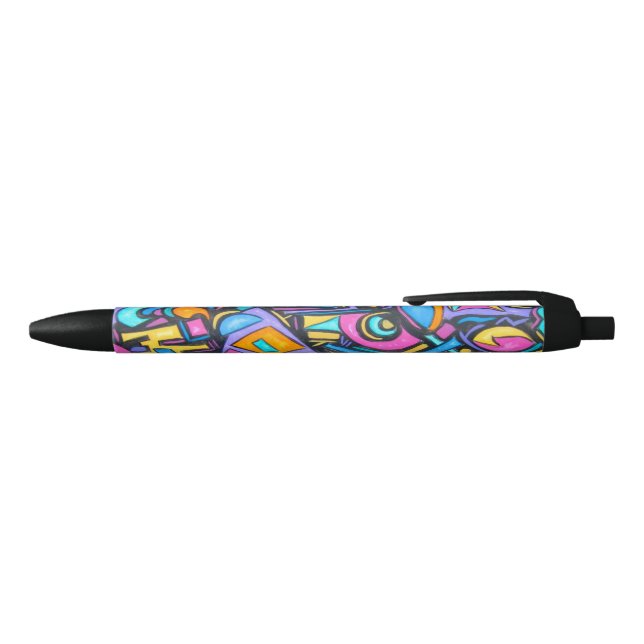 Cute Fun Funky Colourful Bold Whimsical Shapes Black Ink Pen (Top)