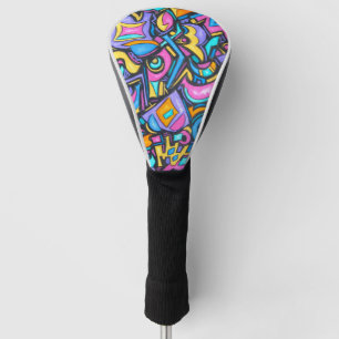 Cute Fun Funky Colourful Bold Whimsical Shapes Golf Head Cover
