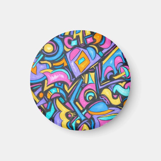 Cute Fun Funky Colourful Bold Whimsical Shapes Magnet (Front)