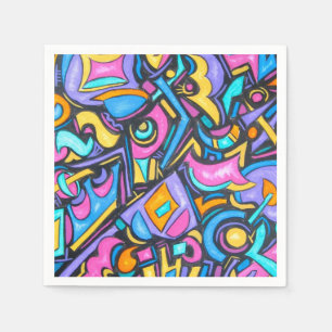 Cute Fun Funky Colourful Bold Whimsical Shapes Napkin