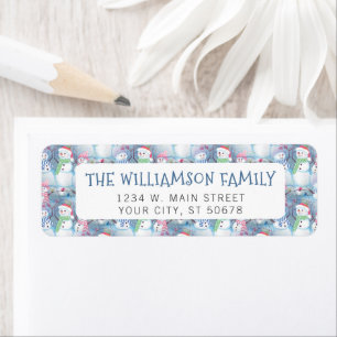 Cute Fun Funny Christmas Holiday Snowmen Pattern Return Address Label