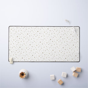 Cute Fun Gender Neutral Silver Star Pattern White Desk Mat