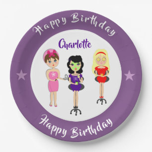 Cute Fun Girly Pamper Spa Party Personalised Paper Plate