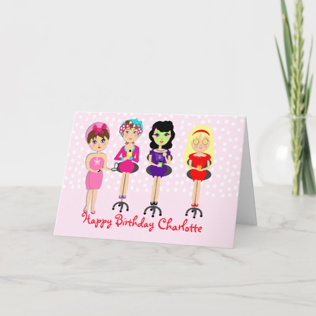 Cute Fun Girly Pamper Spa Party Theme For Girls Card (Front)